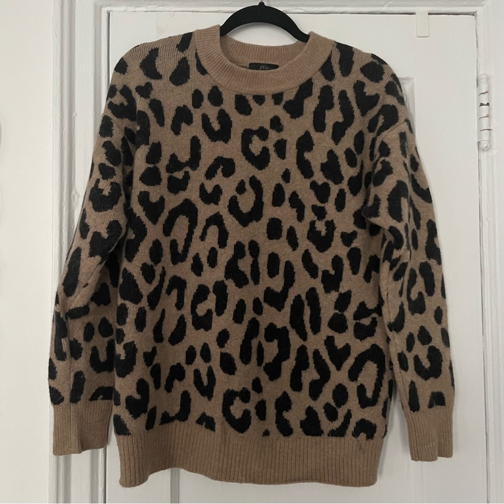 J. Crew Leopard Print Crew Neck Sweater - Picture 3 of 4